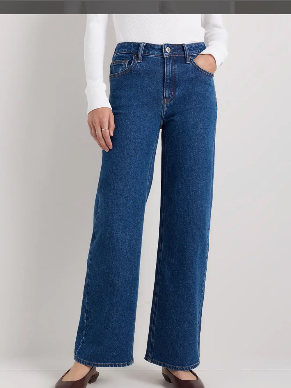 Quince Bella Stretch Relaxed Straight Jeans - obsidian Blue, size 30 (length 28)